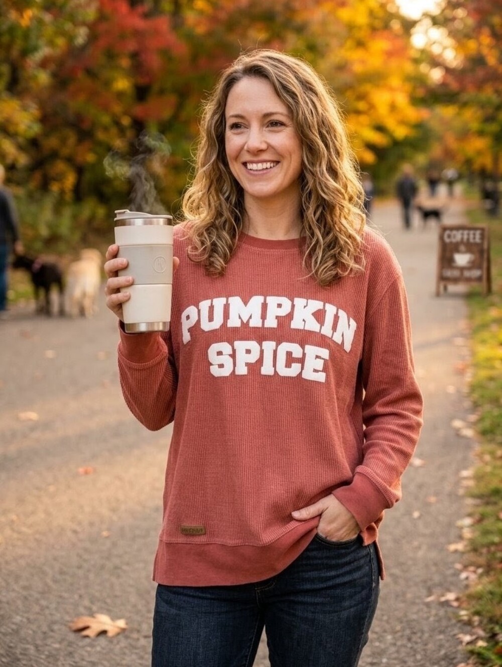 MARLEYLILLY Pumpkin Spice Crewneck Pullover Ribbed Rust Orange Plus Size 2X